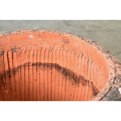 English Pair of Large 20th Century Terracotta Decorated Planters