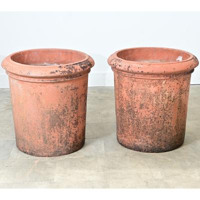 English Pair of Large 20th Century Terracotta Planters