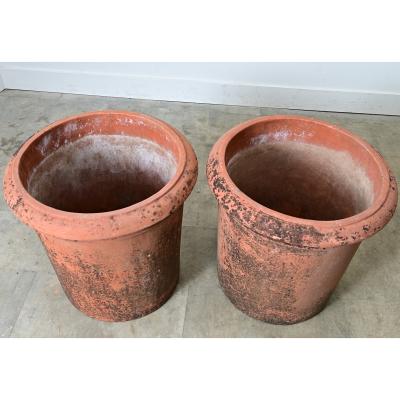 English Pair of Large 20th Century Terracotta Planters