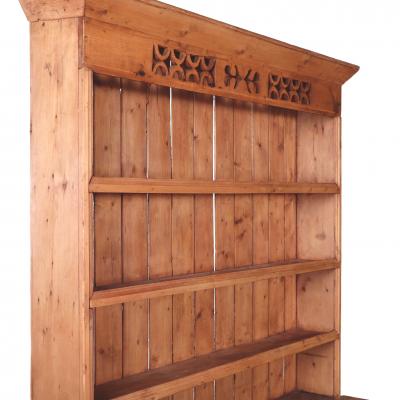English Pine Stepback Dresser Bookcase One Piece 19th C 