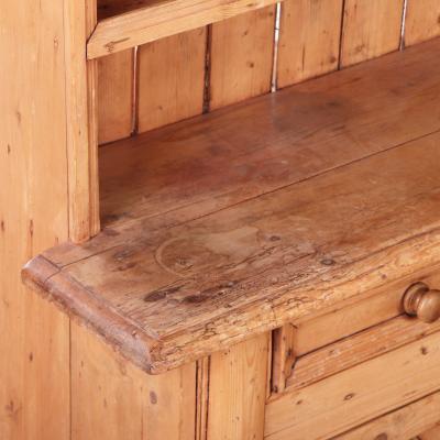 English Pine Stepback Dresser Bookcase One Piece 19th C 