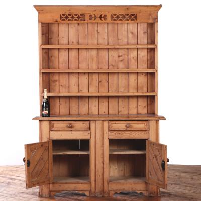 English Pine Stepback Dresser Bookcase One Piece 19th C 
