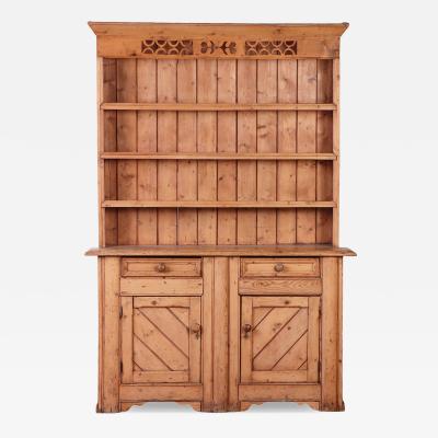 English Pine Stepback Dresser Bookcase One Piece 19th C 