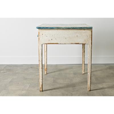 English Pine Table with Faux Delft Tile Painted Top