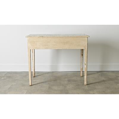 English Pine Table with Faux Delft Tile Painted Top