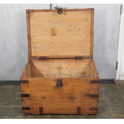 English Pine Trunk with Metal Banding