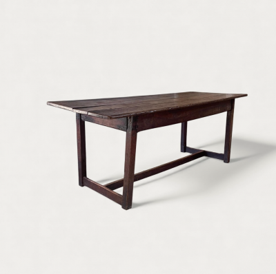 English Plank Top Rustic Oak Dining Table Early 18th Century