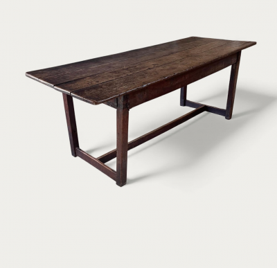 English Plank Top Rustic Oak Dining Table Early 18th Century