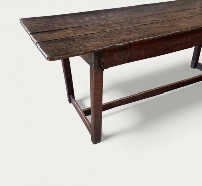 English Plank Top Rustic Oak Dining Table Early 18th Century