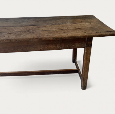 English Plank Top Rustic Oak Dining Table Early 18th Century