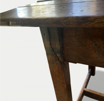 English Plank Top Rustic Oak Dining Table Early 18th Century