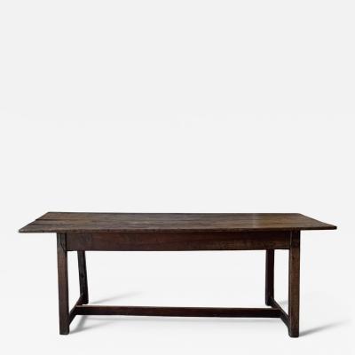 English Plank Top Rustic Oak Dining Table Early 18th Century