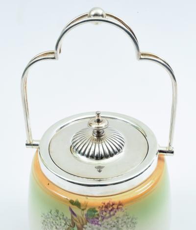 English Porcelain with Silver Plate Covered Ice Bucket 