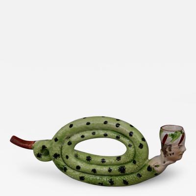 English Pottery Coiled Snake Pipe Circa 1810