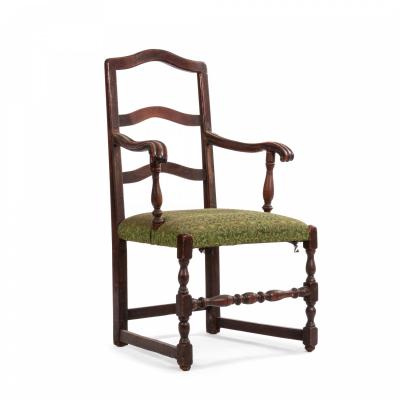 English Provincial Walnut Arm Chair