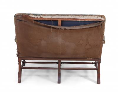 English Queen Anne Needlepoint Tapestry and Walnut Settee