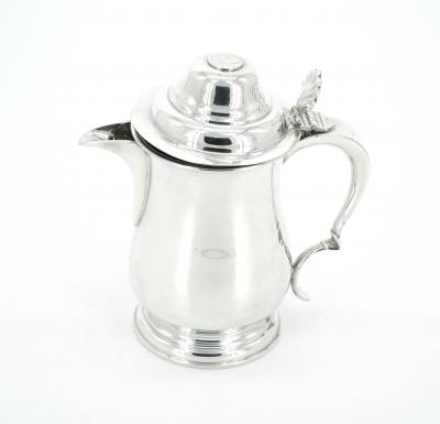 English Queen Anne Silver Plate Covered Footed Tankard