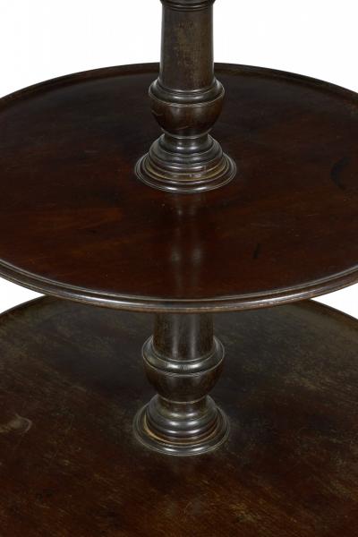 English Queen Anne Style Circular Mahogany 3 Tier Table