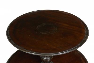 English Queen Anne Style Circular Mahogany 3 Tier Table