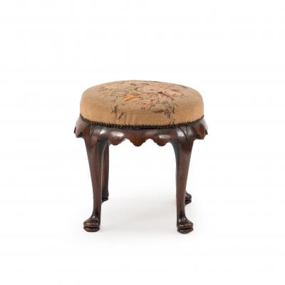 English Queen Anne Style Needlepoint Bench