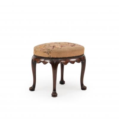 English Queen Anne Style Needlepoint Bench
