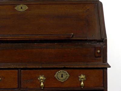 English Queen Anne Style Oak Antique Secretary Desk w Bookcase