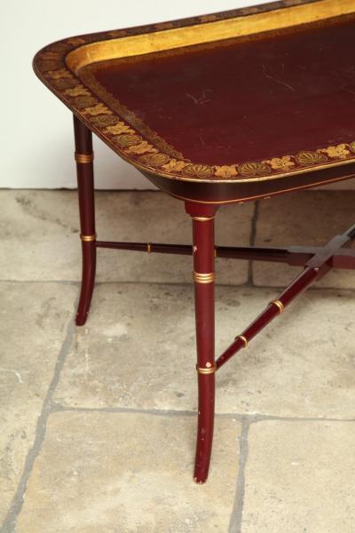 English Red Lacquered Papier M ch Tray Table