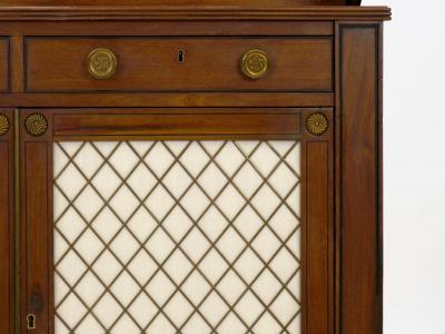 English Regency Antique Mahogany and Brass Cabinet Sideboard Server 19th C 