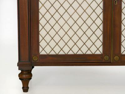English Regency Antique Mahogany and Brass Cabinet Sideboard Server 19th C 