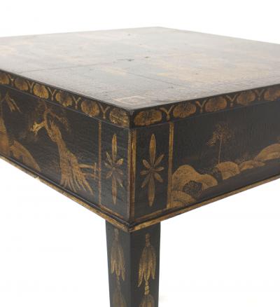 English Regency Black Lacquered Chinoiserie End Tables
