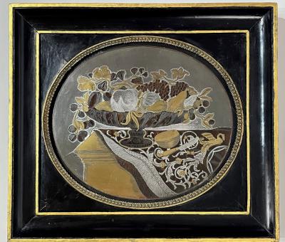 English Regency Boulle Work Inlaid Still Life Pictures Pair circa 1815