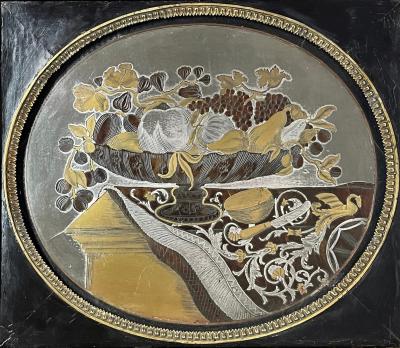 English Regency Boulle Work Inlaid Still Life Pictures Pair circa 1815