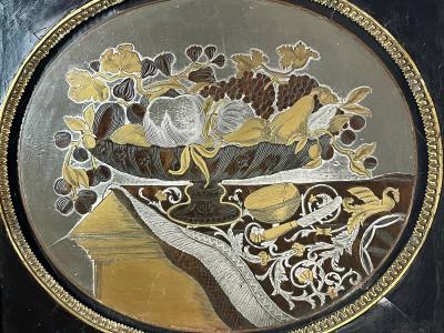 English Regency Boulle Work Inlaid Still Life Pictures Pair circa 1815