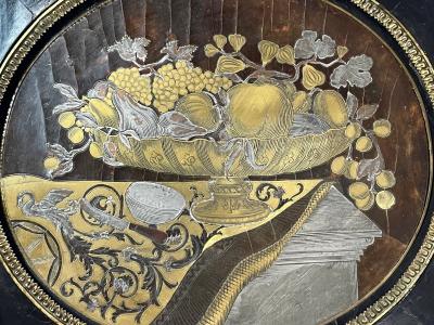 English Regency Boulle Work Inlaid Still Life Pictures Pair circa 1815