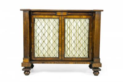 English Regency Brass Inlaid Rosewood Side Cabinet