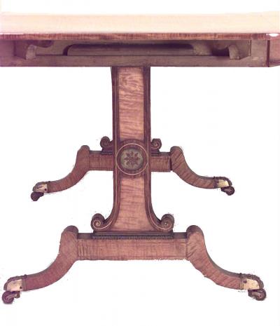 English Regency Brass and Satinwood Davenport