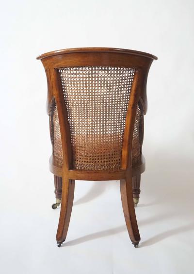 English Regency Caned Mahogany Armchair or Bergere circa 1830