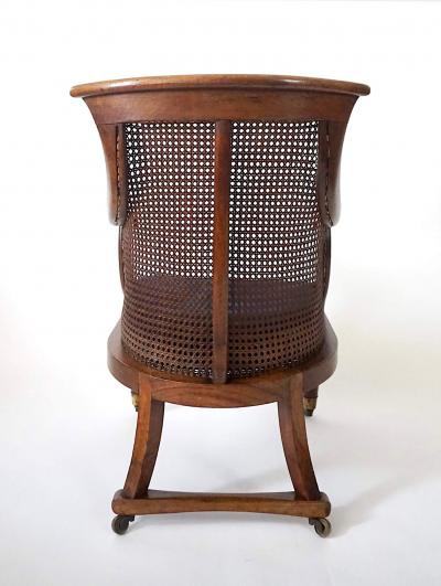 English Regency Caned Mahogany Armchair or Bergere of Unusual Form circa 1830