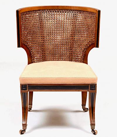 English Regency Caned and Ebonized Mahogany Klismos Chair Althorp circa 1815