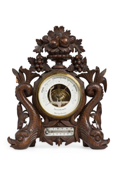 English Regency Carved Walnut Barometer