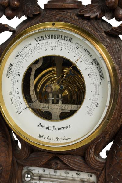 English Regency Carved Walnut Barometer