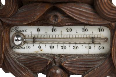 English Regency Carved Walnut Barometer