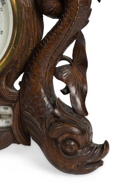English Regency Carved Walnut Barometer