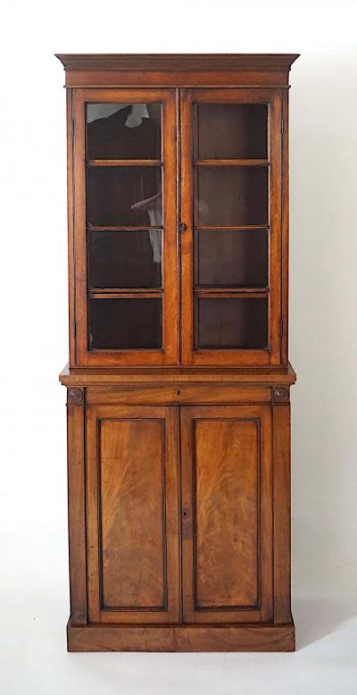 English Regency Chestnut and Mahogany Petite Bookcase Cabinet circa 1825