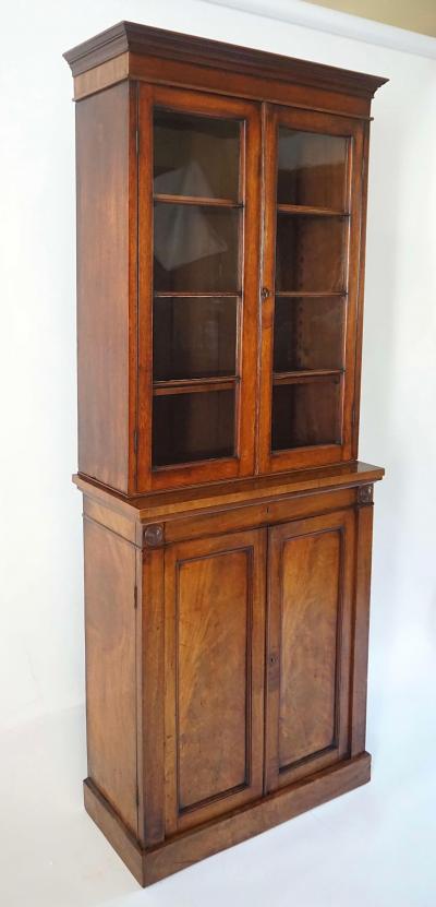 English Regency Chestnut and Mahogany Petite Bookcase Cabinet circa 1825