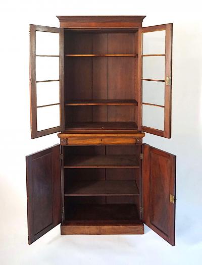 English Regency Chestnut and Mahogany Petite Bookcase Cabinet circa 1825