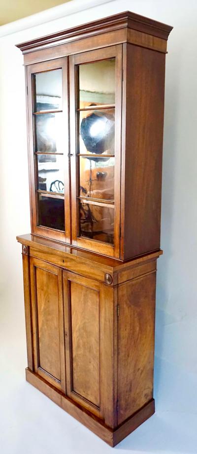 English Regency Chestnut and Mahogany Petite Bookcase Cabinet circa 1825