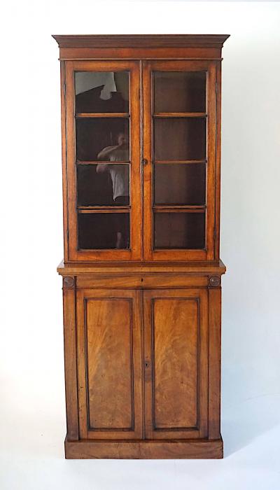 English Regency Chestnut and Mahogany Petite Bookcase Cabinet circa 1825