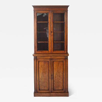 English Regency Chestnut and Mahogany Petite Bookcase Cabinet circa 1825