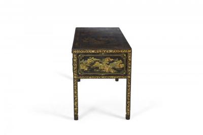 English Regency Chinese Export Gilt Black Lacquer Desk